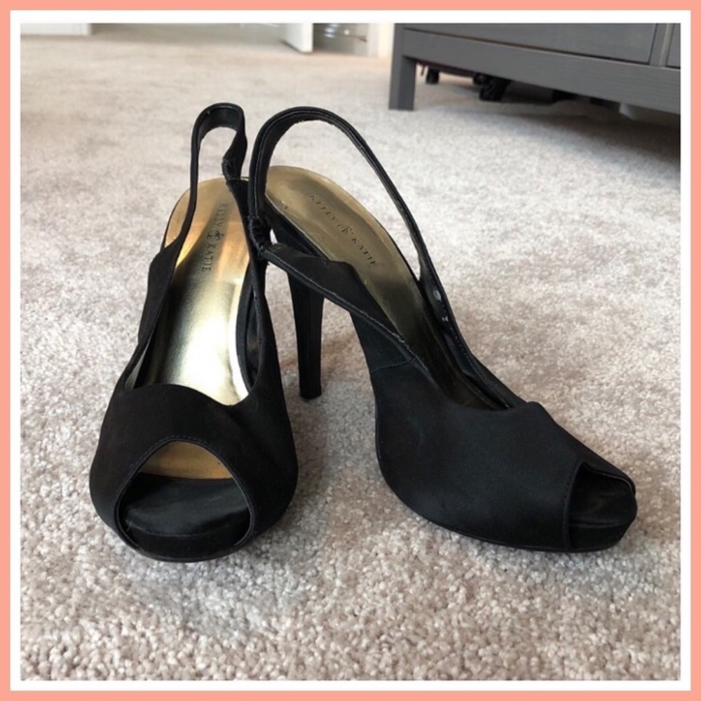 Open Toe Slingback Heels | Black